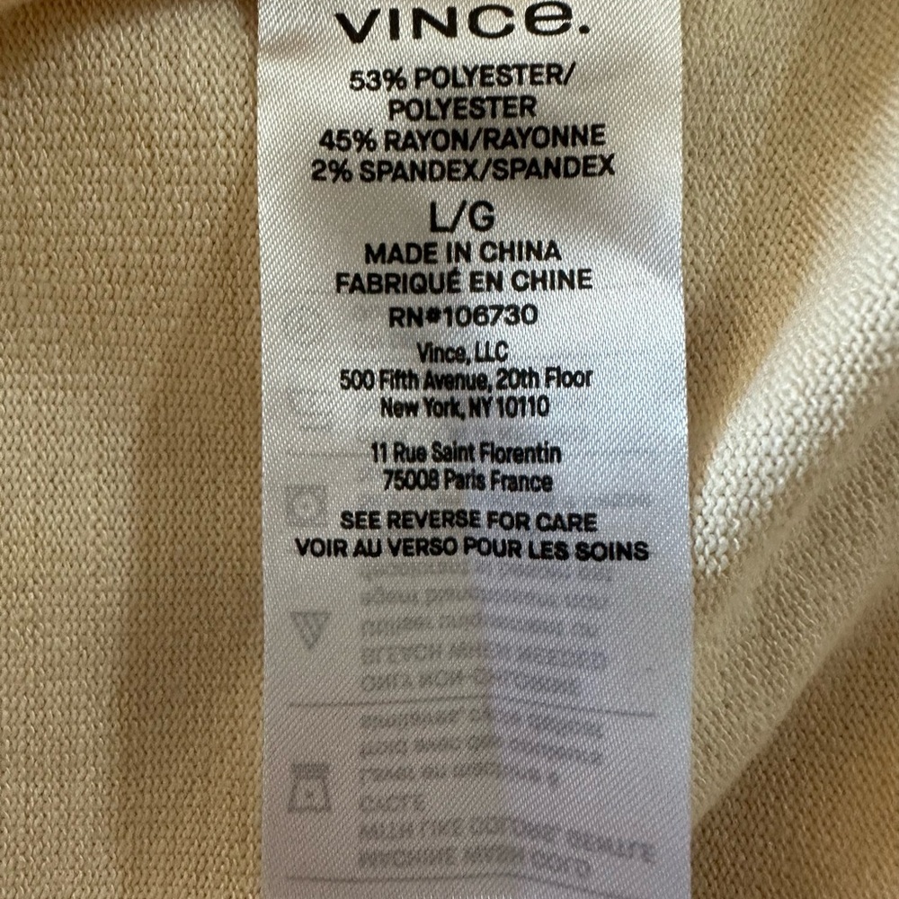 Women’s Vince Cream Short-Sleeve Draped Neck Top Size L - Picture 4 of 5